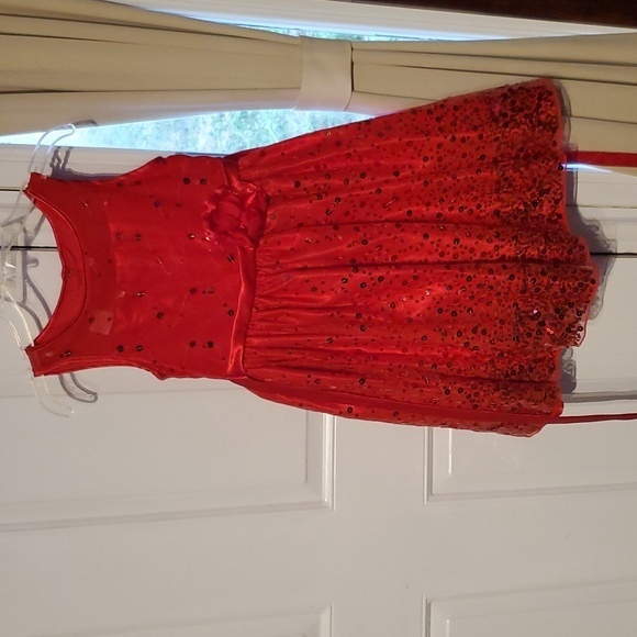 Princess Faith Girl's Red Tulle Overlay Sequin Sparkly Holiday Dress 👗 Size 7 - Picture 1 of 3